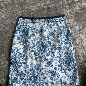 Floral Blue and White Skirt